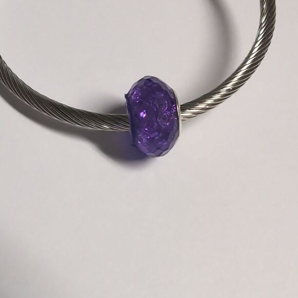 Purple Sparkly Charm for Pandora Style Bracelet - Picture 1 of 4